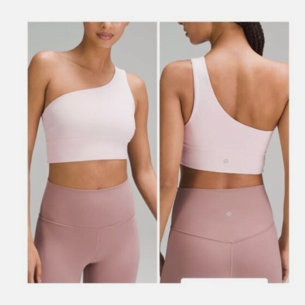 Lululemon align asymmetrical bra A/B light flush pink, size 4